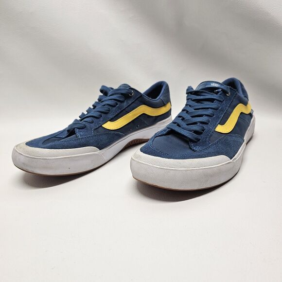 Vans Pro Skate Shoes Size 11.5 – Blue Yellow Stripe SickStick Sole Made China - Picture 1 of 10